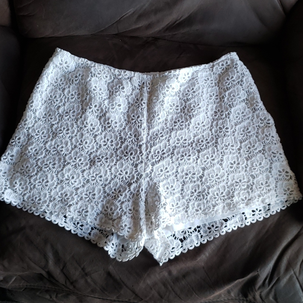 White eyelet shorts